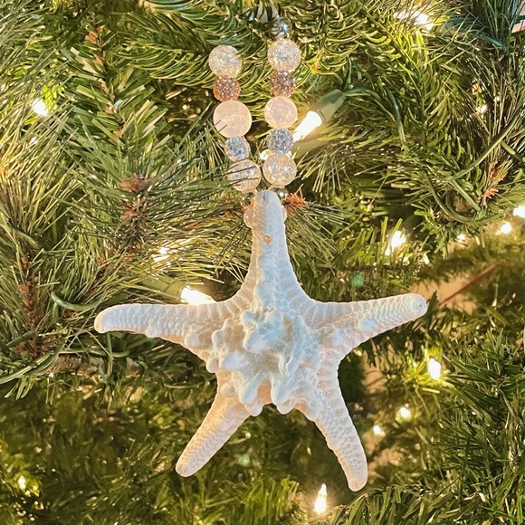 Starfish Ornament with Crystal Beaded Loop Hanger - Picture 2 of 3